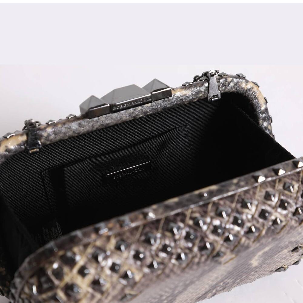 BCBGMAXAZRIA Brown Snakeskin Studded Clutch Crossbody Purse - Picture 4 of 4